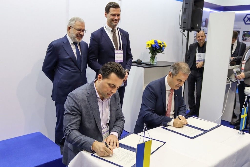 German Galushchenko, Johan Forssell, Volodymyr Kudrytskyi och Ibrahim Baylan. Foto: Pressbild