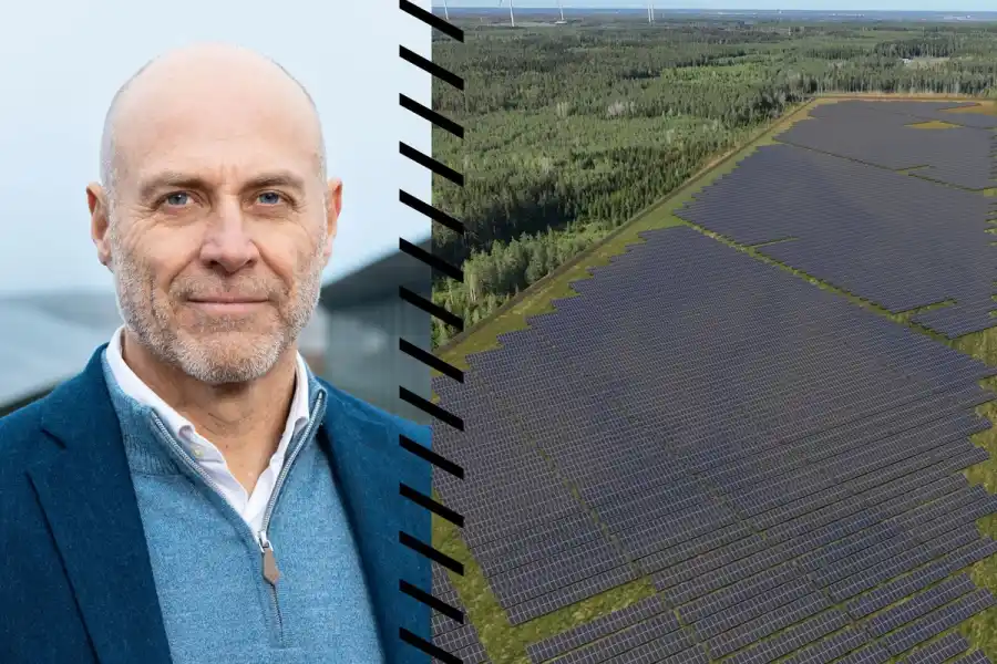 Alight CEO Warren Campbell and the Eurajoki solar park in Finland. Photos: Alight press images