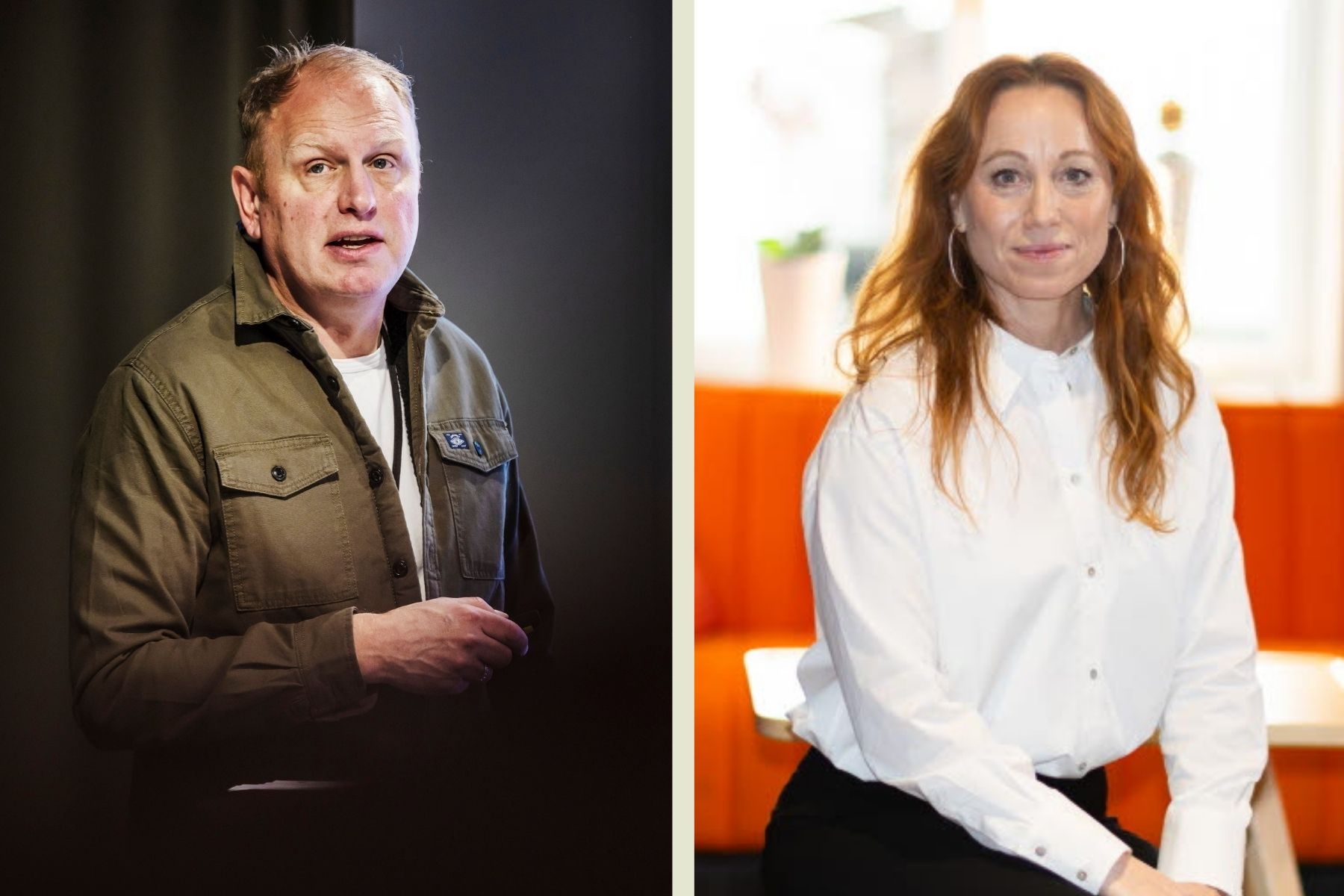 Henrik Henriksson, vd på Stegra, och Caroline Asserup, gd på Energimyndigheten. Foto: TT/Pressbild.