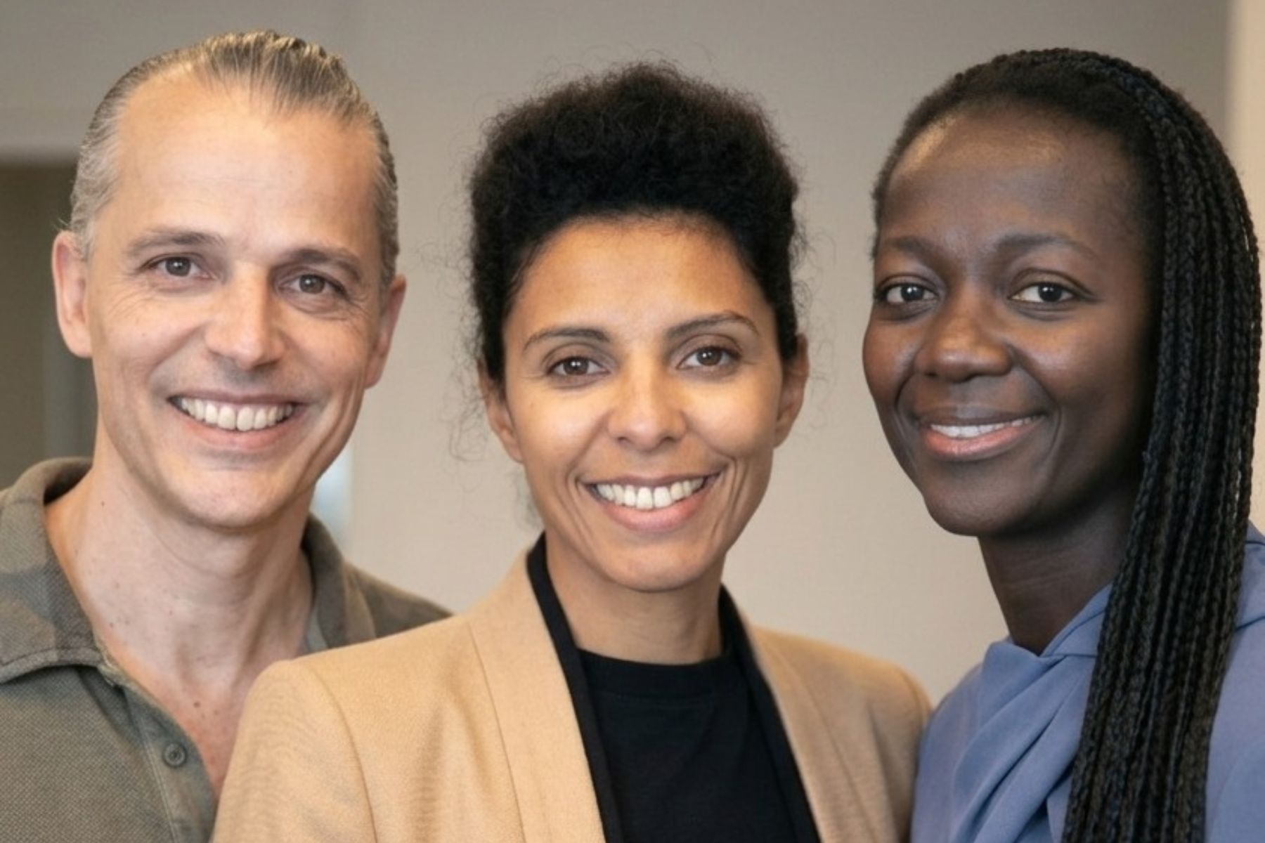 Managing partners of the 'Women backing Women' fund: Matthias Ummenhofer (left), Stéphanie Heller, and Fatou Diagne. Image supplied