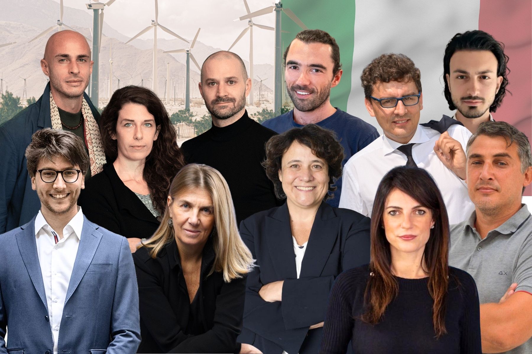 Some of Italy's most prominent climate tech founders and investors. Full list at the end of the article. Press photos.