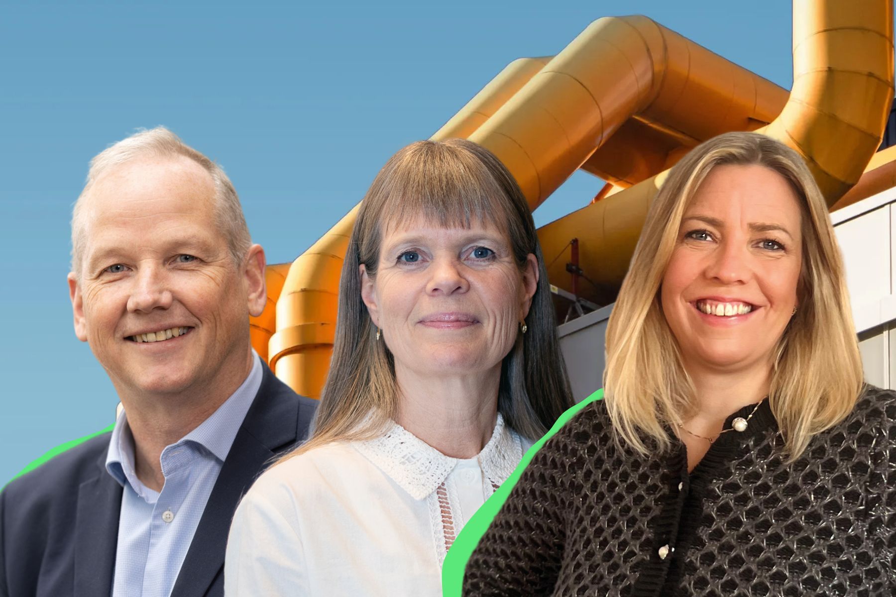 Magnus Ernström, Maria Johansson och Maria Enholm på Eneffs tankesmedja för energieffektivisering. Pressbilder (montage).