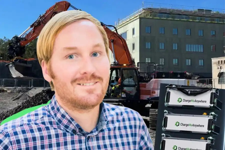 Filip Mannerfelt, entreprenör som vill elektrifiera byggbranschen. Foto: Olof Ehrs/Stockholms stad/Pressbild (montage).