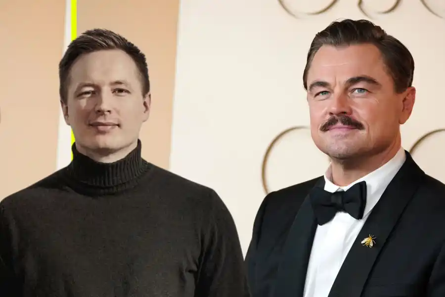 Johan Outinen, medgrundare och vd på Elvy och Leonardo DiCaprio ska träffas. Foto: Pressbild / TT (montage).