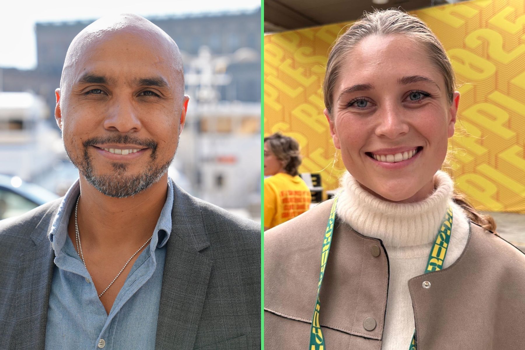 Julian Lundberg, grundare och vd för Smartports och Paula Runsten, medgrundare och vd för Rebaba. Foto: pressbild och Impact Loop.