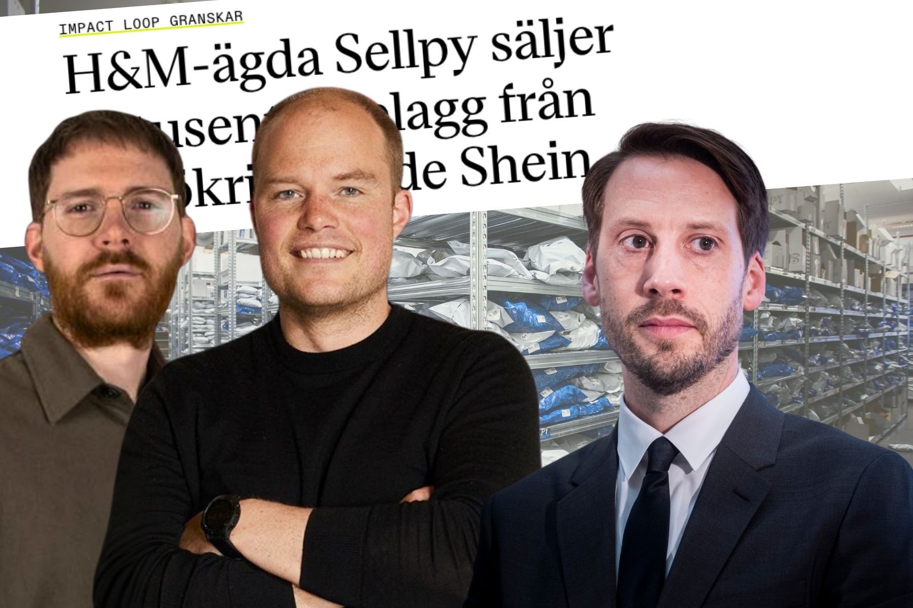 Jimmy Heibert (vd på Plick), Michael Arnör (vd på Sellpy) och Daniel Ervér (vd på H&M). Foto: Pressbilder (montage).
