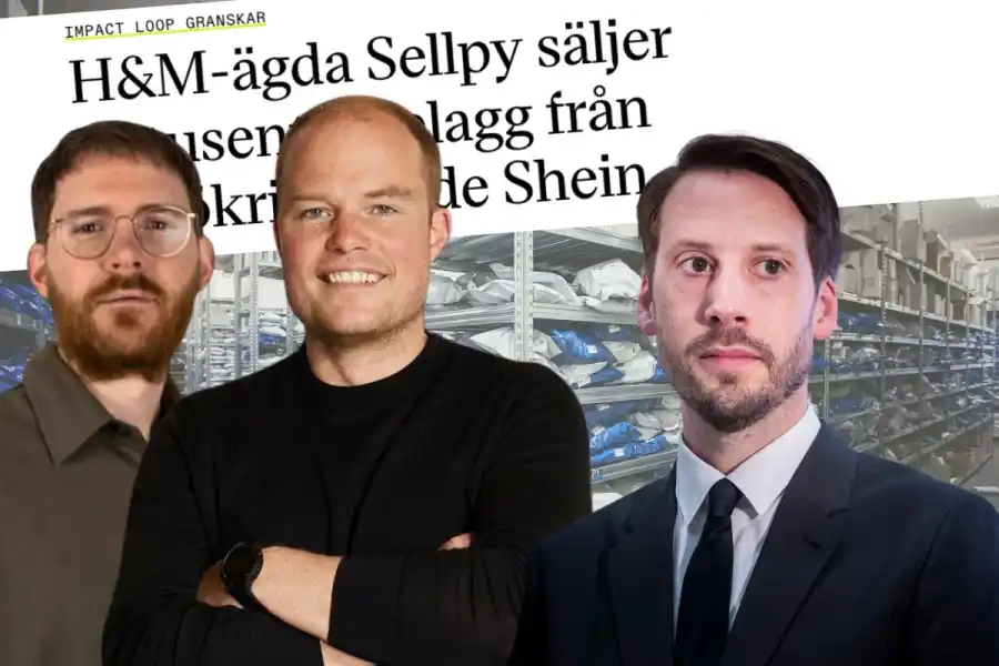 Jimmy Heibert (vd på Plick), Michael Arnör (vd på Sellpy) och Daniel Ervér (vd på H&M). Foto: Pressbilder (montage).