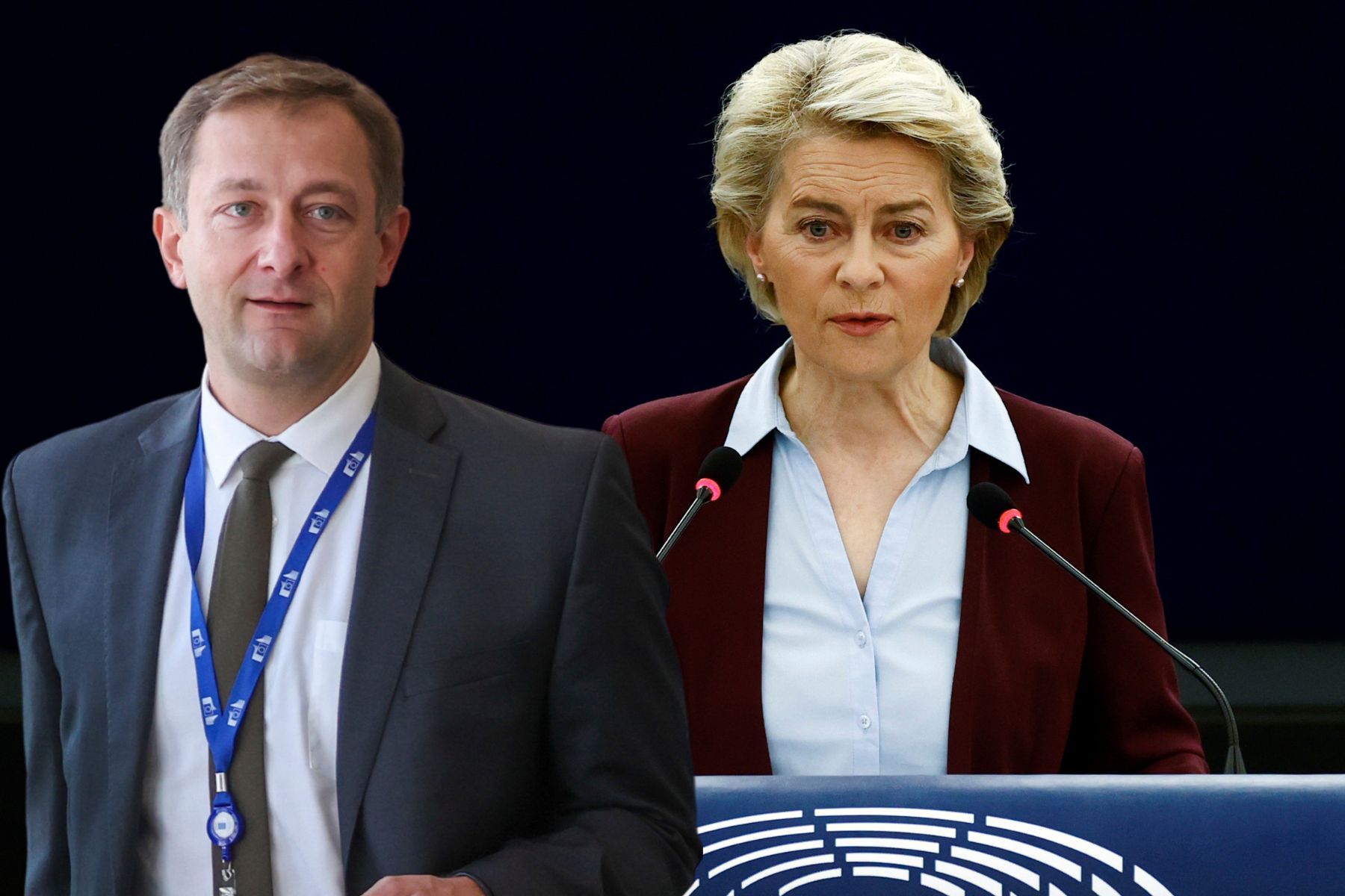 Christophe Hanse, jordbrukskommissionär och EU-kommissionens ordförande Ursula van der Leyen. Foto: TT.