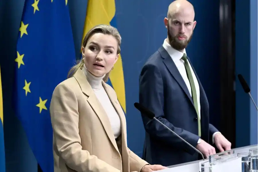 Energiminister Ebba Busch (KD) och ministern för civilt försvar Carl-Oskar Bohlin (M). Foto: TT.