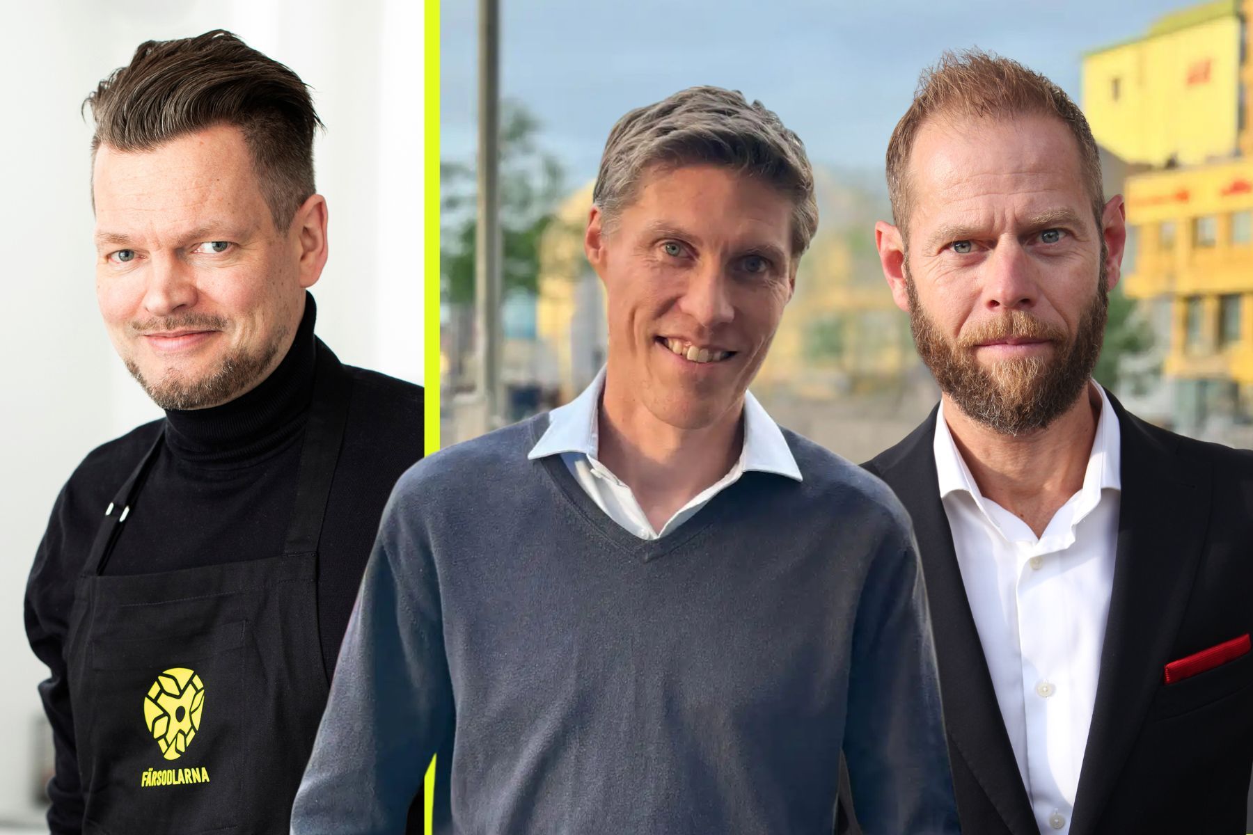 Oddgeir Hole, vd Färsodlarna, Måns Ullerstam, vd Kale United och Conny Swahn, vd Kale Foods. Foto: pressbilder.