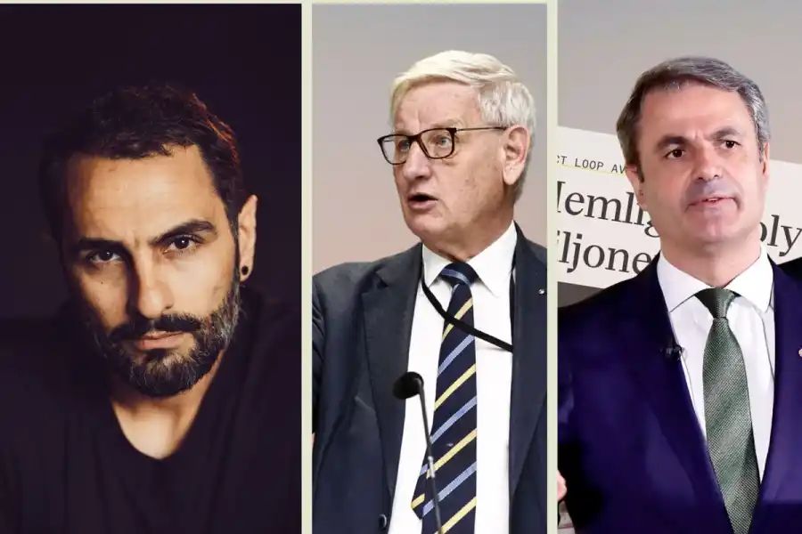 Ash Pournouri, Carl Bildt och Ibrahim Baylan. Foto: pressbilder / TT.