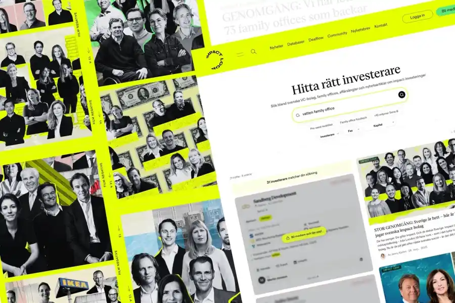 Impact Loops nya sökverktyg bygger på våra investerar-databaser och tusentals artiklar. Grafik: Impact Loop