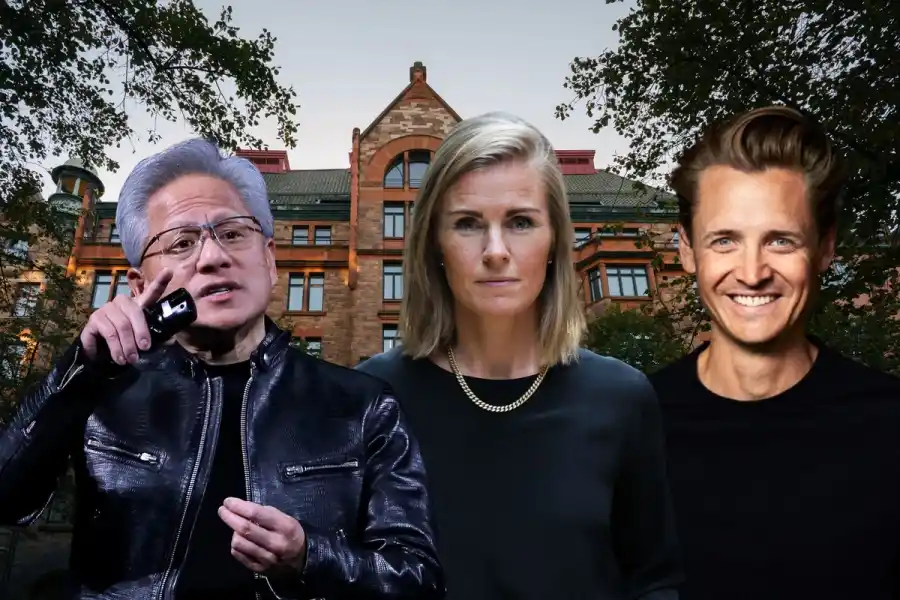 Nvidias grundare Jensen Huang (foto: TT) och Norrskens Sofia Lindelöw och Niklas Adalberth (foto: press).