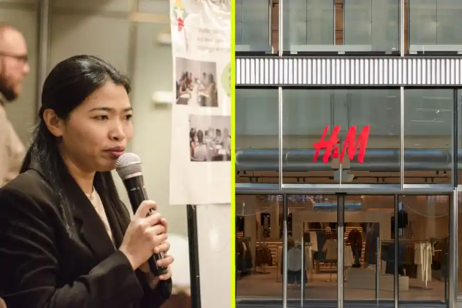 Fackledaren Khaing Zar Aung. Foto: Industriall/Press.