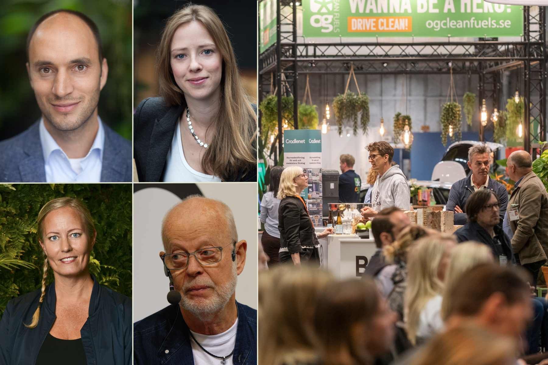Talare som skulle varit med på mässan: Alexandre Antonelli, Åsa Lindhagen, Elin Bergman och KG Hammar. Foto: wikipedia och pressbilder.