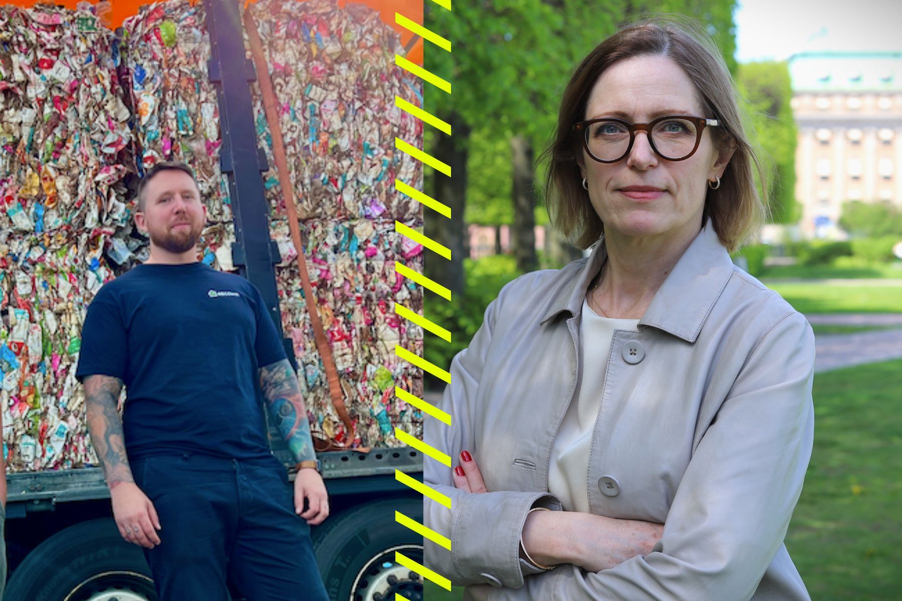 Max Rosenberg, vd på Recoma och Monica Björk, vd på Byggmaterialhandlarna. Foto: pressbilder