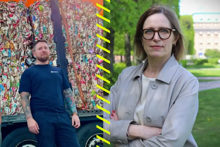 Max Rosenberg, vd på Recoma och Monica Björk, vd på Byggmaterialhandlarna. Foto: pressbilder