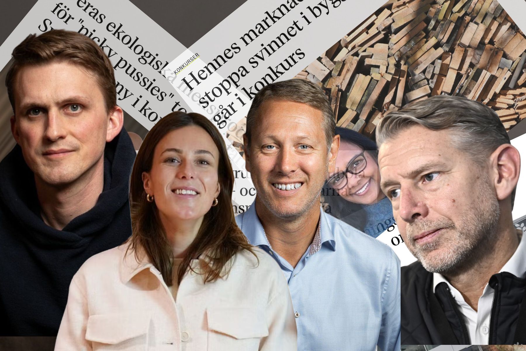 Några av personerna från de bolagen som gått i konkurs hittills i år. Foto: pressbilder / TT.