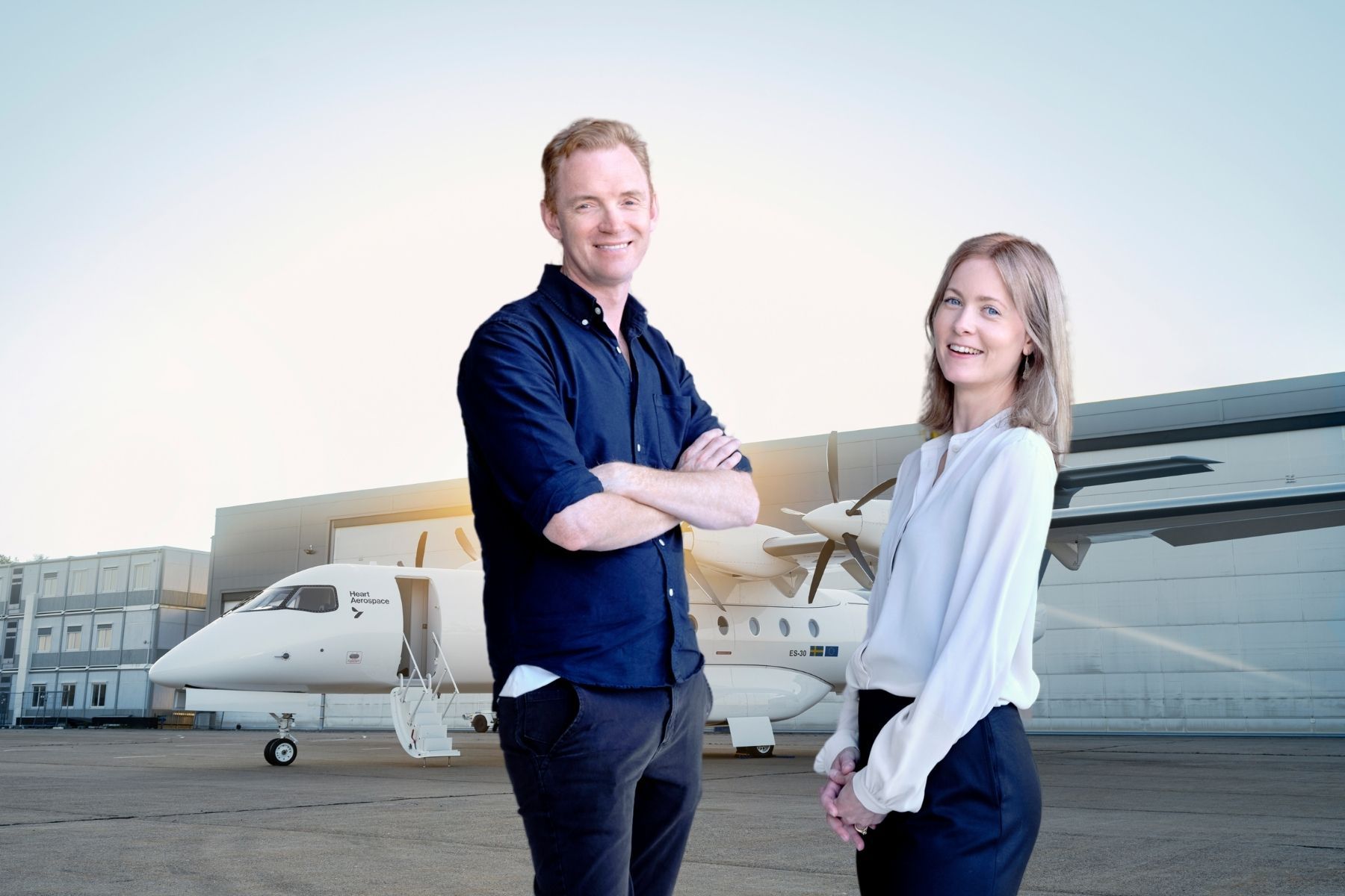 Anders Forslund och Klara Forslund, grundare av Heart Aerospace. Foto: Pressbilder (montage).