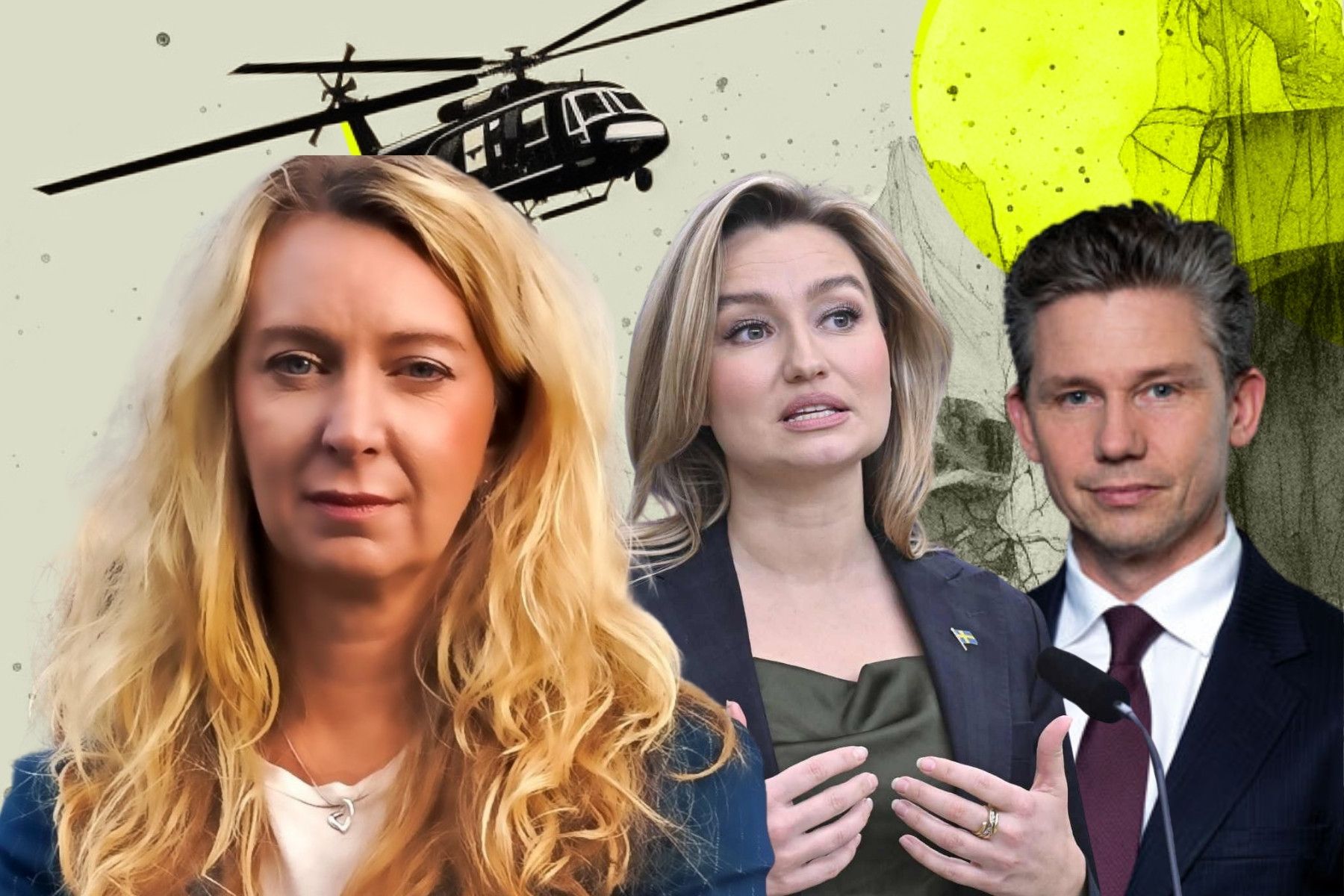Elenor Bernelow Loyd, totalförsvarsexpert på Rise, Ebba Busch (KD), energi- och näringsminister och Pål Jonsson (M), försvarsminister. Foto: Pressbilder/Kristian Pohl. Grafik: Impact Loop/Diana Demin.