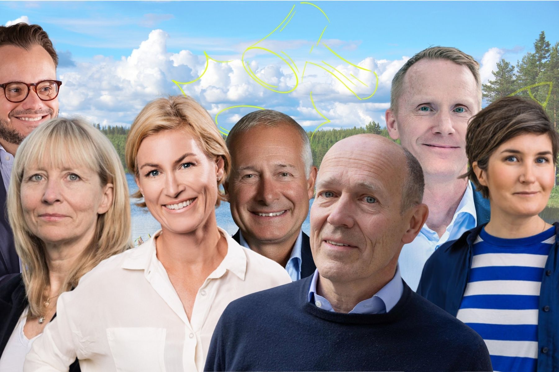 Daniel Repfennig, Chatarina Schneider, Anna Ljungdahl, Carl-Erik Lagercrantz, Harald Mix, Björn Westman och Anna Haupt. Foto: Pressbilder (montage).