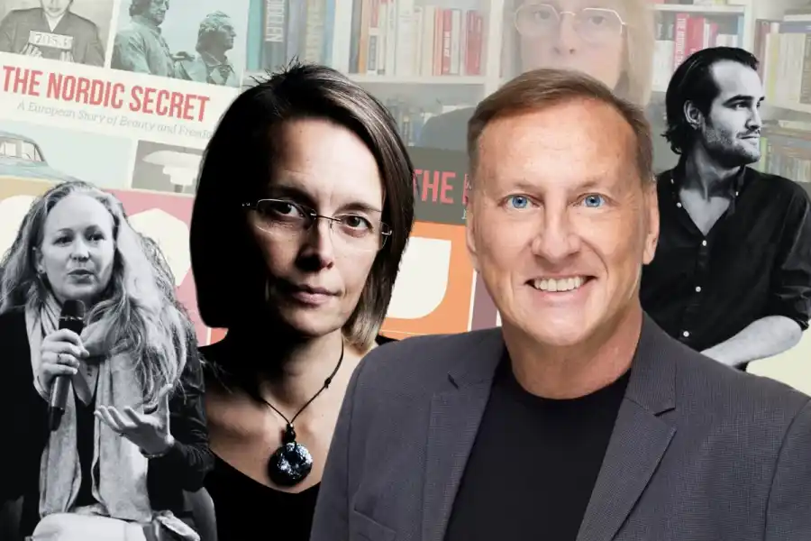 Nora Bateson och Lene Rachel Andersen har kritiserat Inner Development Goals, som medgrundats av Tomas Björkman och Erik Fernholm. Foto: pressbilder. Grafik av Impact Loop.