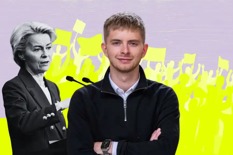 Ursula von der Leyen, ordförande för Europeiska kommissionen som spelat en central roll i AI Act, och Ludvig Strand. Foto: TT/pressbild.