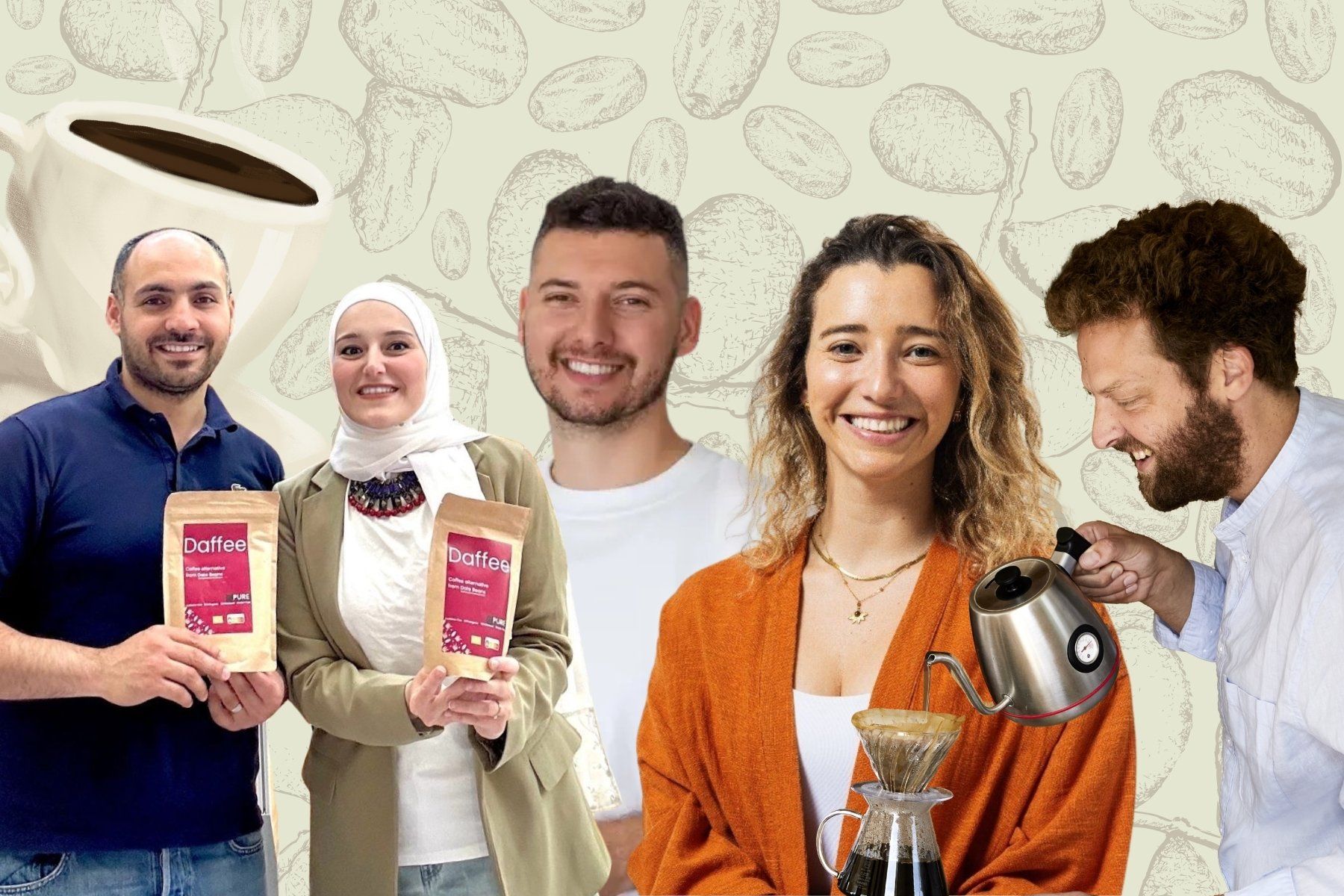 Tamim Lymoni, Rahaf Lymoni, Mustafa Al-Siaudi, Maricel Saenz and David Klingen are some of the founders in our article. Photos press. Collage by Impact Loop.