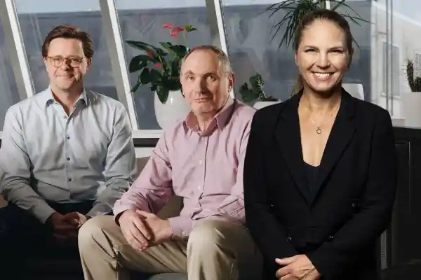 Fredrik Borgström and Kim Kaisti, Skyfora founders and Linn-Cecilie Linnemann. Photo: press