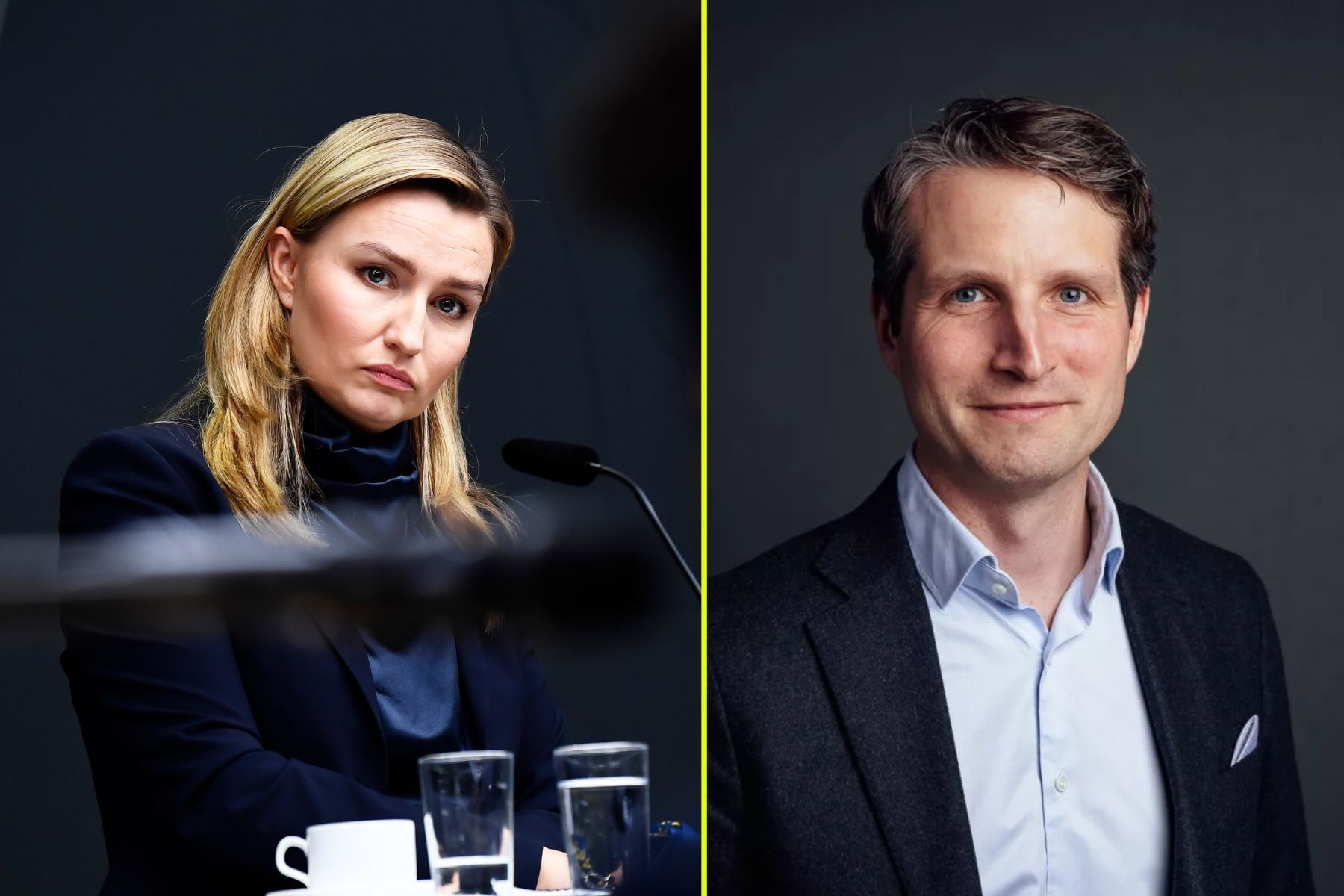 Ebba Busch, energi- och näringsminister, och Magnus Brandberg, medgrundare till Baseload capital. Foto: TT och pressbild.