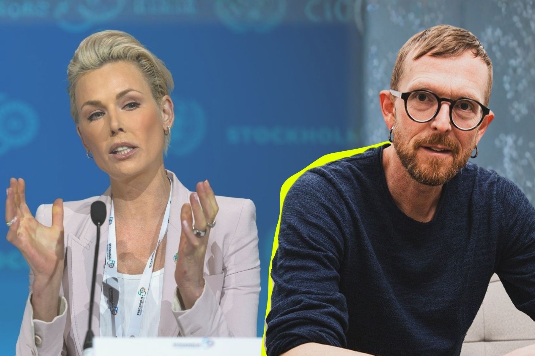 Gunhild Stordalen och Impact Loops Andreas Jennische. Foto: TT / Jonas Andersson (montage).