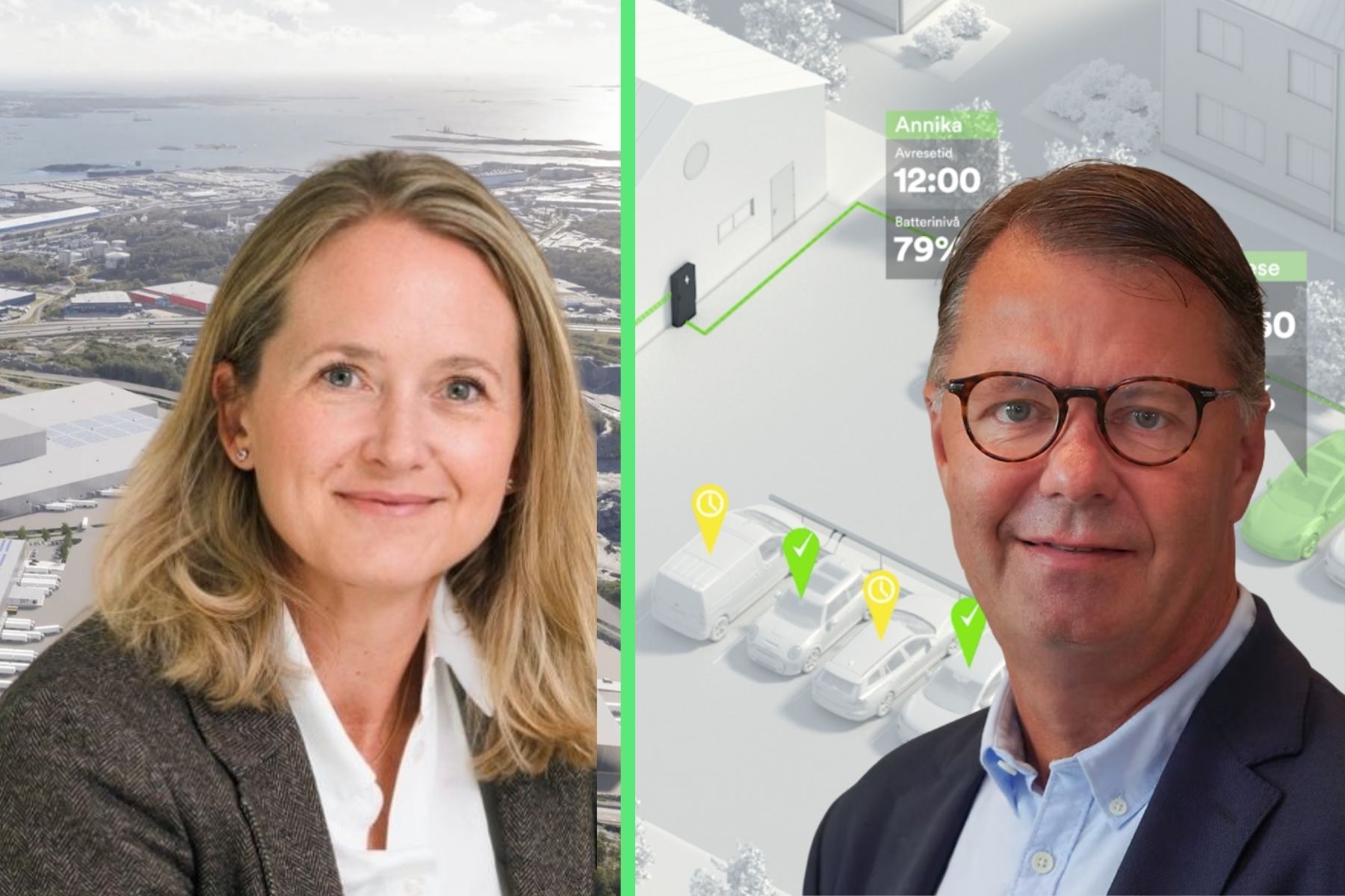 Annika Abraham, vd på Charge Node, och Per-Henrik Persson, vd på Buddy Energy. Foto: Pressbild.