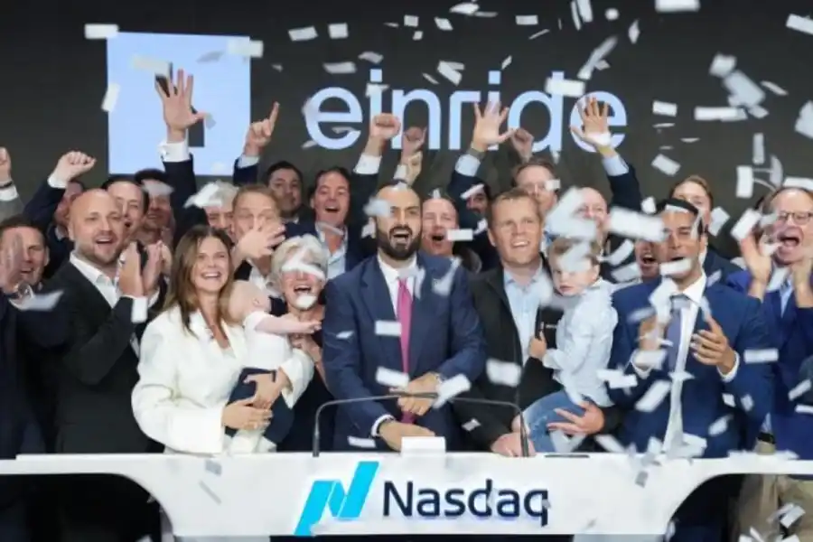 Team at Einride celebrates going public on the New York Stock Exchange, June 10, 2026. Image credit: Nasdaq
