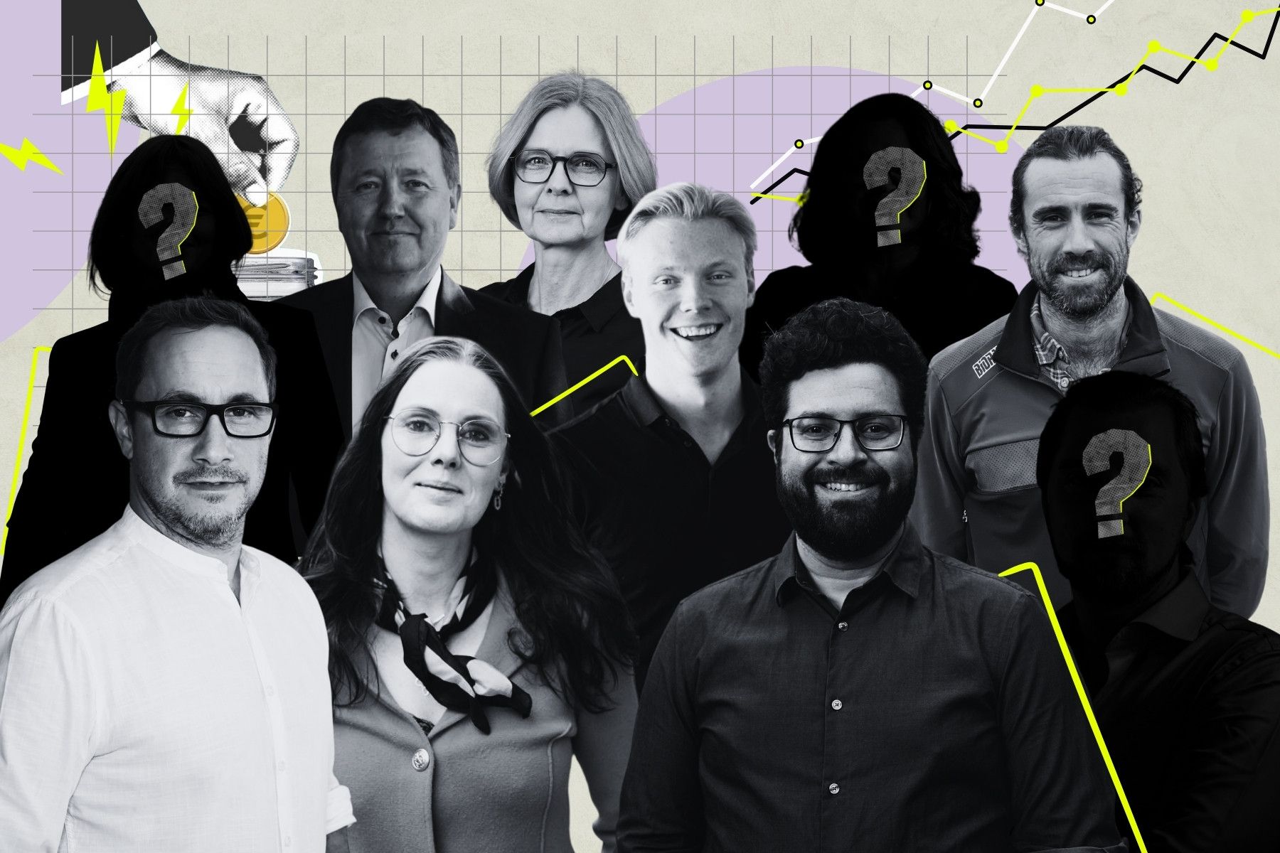 Några av entreprenörerna bakom bolagen som vuxit mest under 2024. Foton: press och grafik av Diana Demin, Impact Loop.