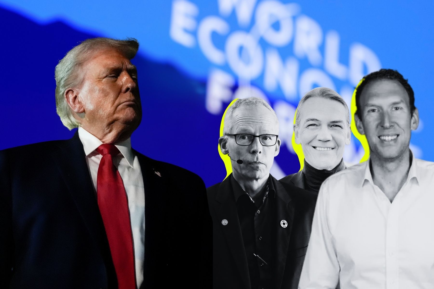 Donald Trump, Johan Rockström, Johan Falck, och Jacob Stedman som besöker Davos. Foto: Pressbilder.