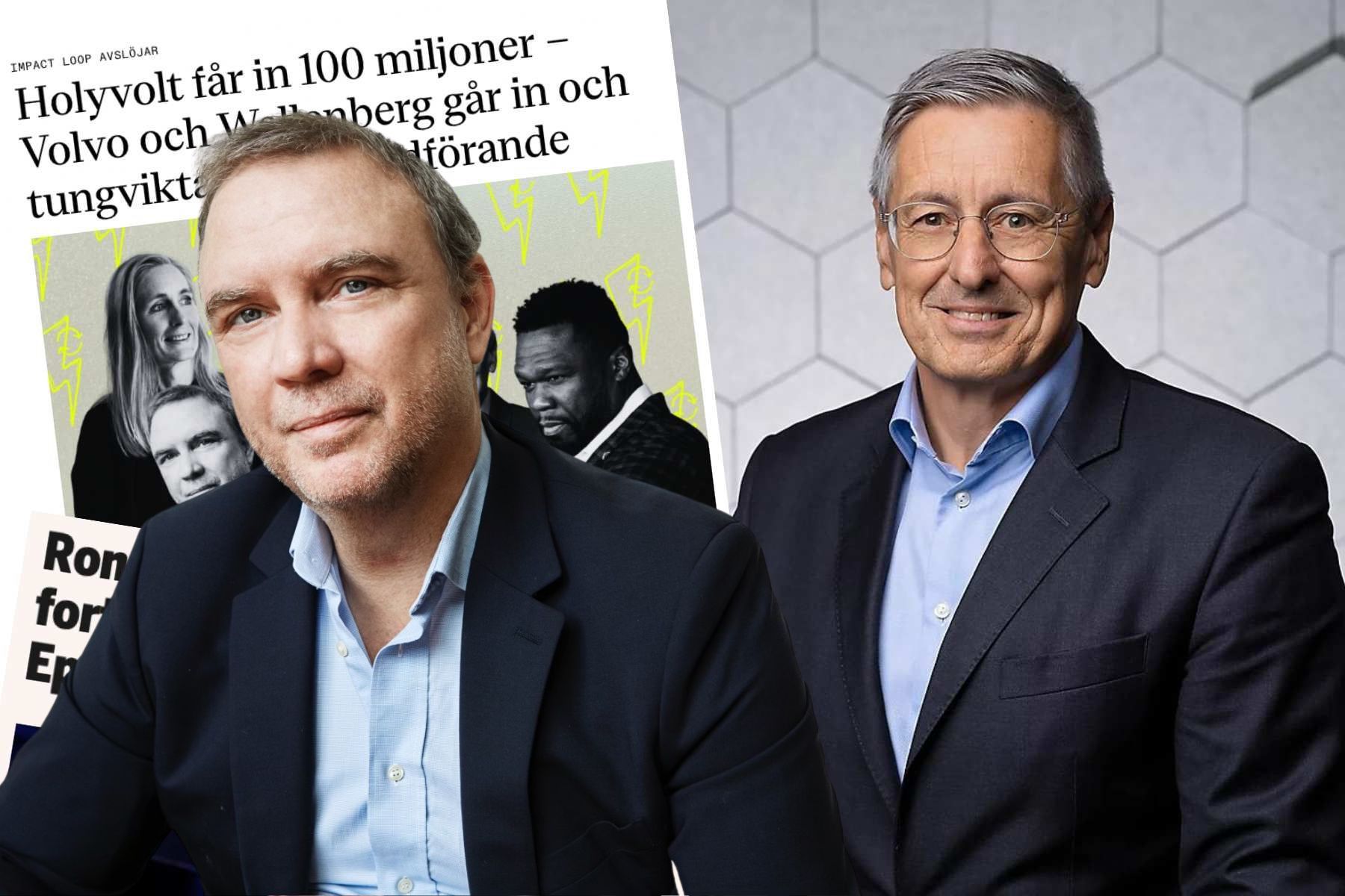 Mathias Ingvarsson, grundare av Holyvolt, och Ronnie Leten, ordförande i Epiroc. Foto: pressbilder.