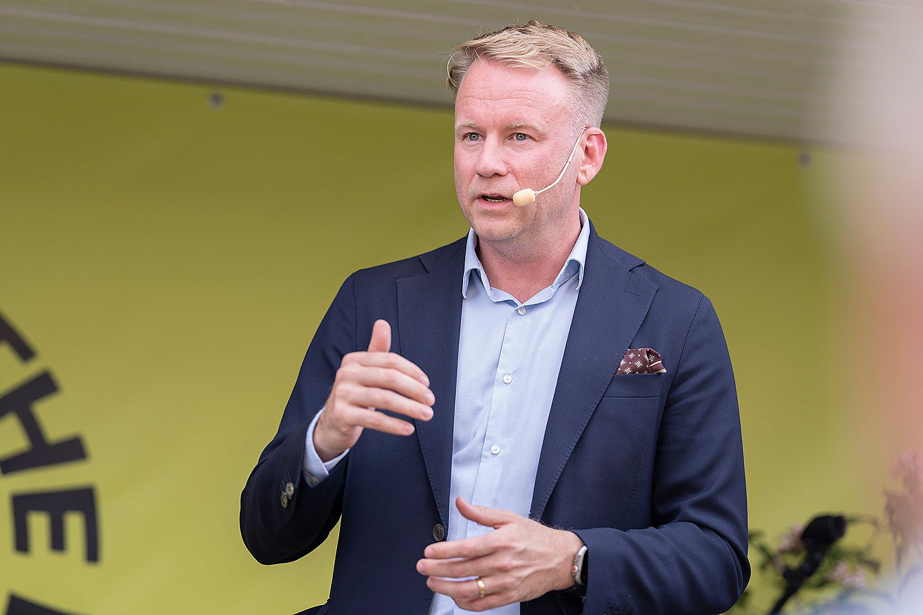 Björn Axelsson, personaldirektör på Sandvik under Loops paneldiskussion i Almedalen. Foto: Jonas Borg