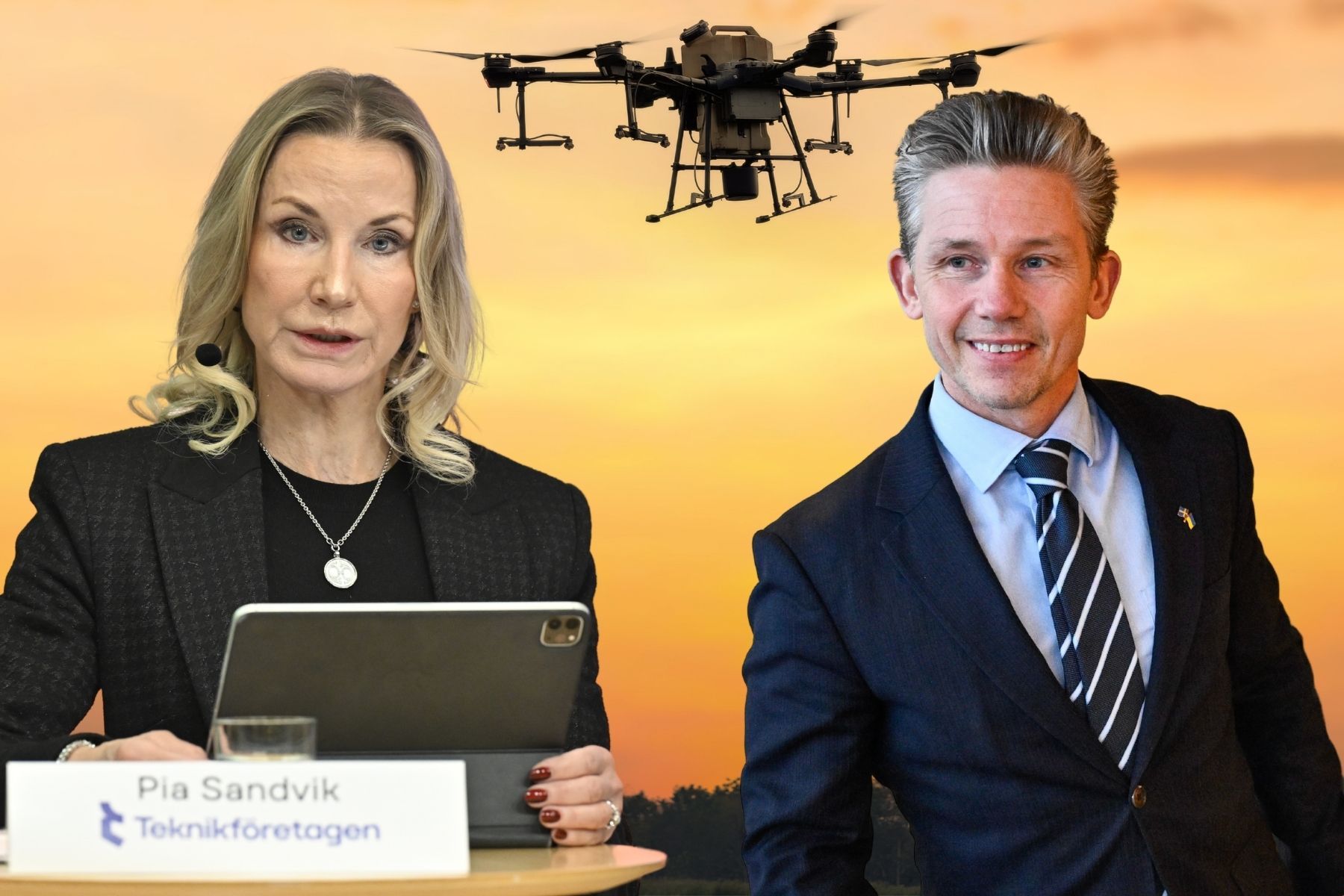 Pia Sandvik och Pål Jonsson. Foto: TT / Canva (montage).