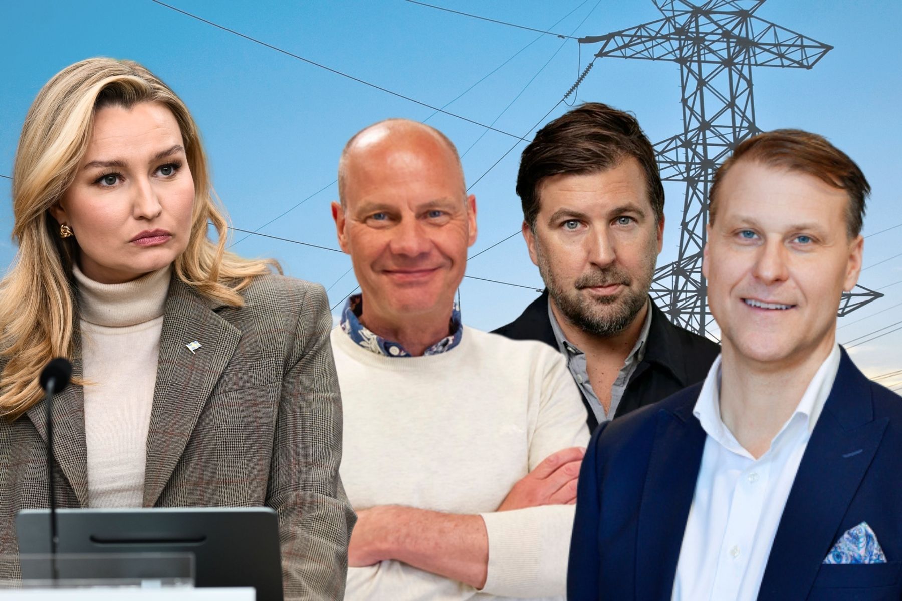 Ebba Busch (KD), Hans Ljungström (Varberg Energi), Jesper Liveröd (Ellevio) och Lars Edström (Göteborg Energi). Foto: TT/Pressbilder.