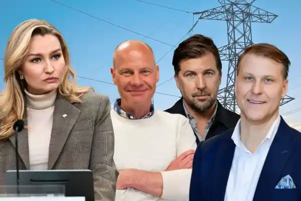 Ebba Busch (KD), Hans Ljungström (Varberg Energi), Jesper Liveröd (Ellevio) och Lars Edström (Göteborg Energi). Foto: TT/Pressbilder.