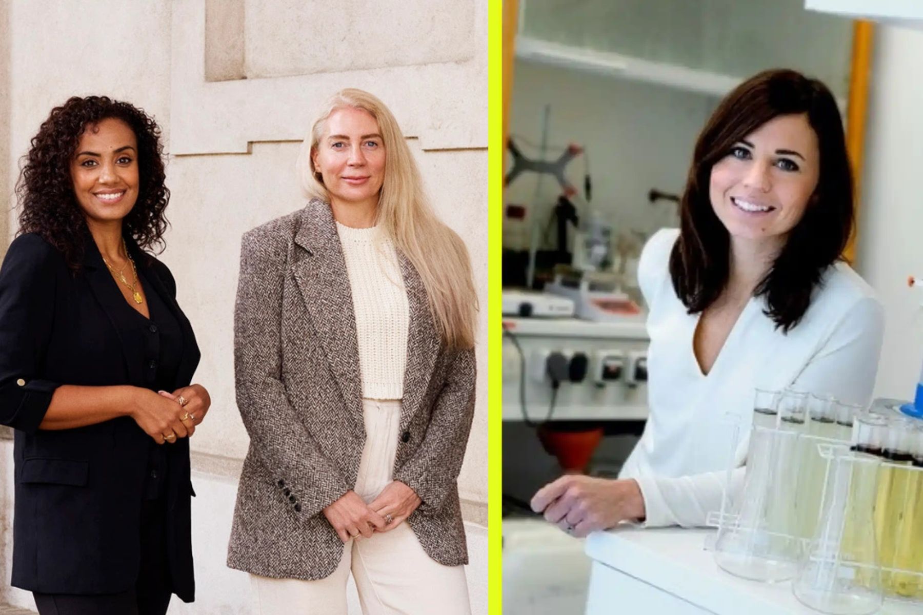 Nora Bavey och Alexis Horowitz-Burdick på Unconventional Ventures och Charlotte Stigen Låstberg, medgrundare och vd för Digiclean. Foto: pressbilder.