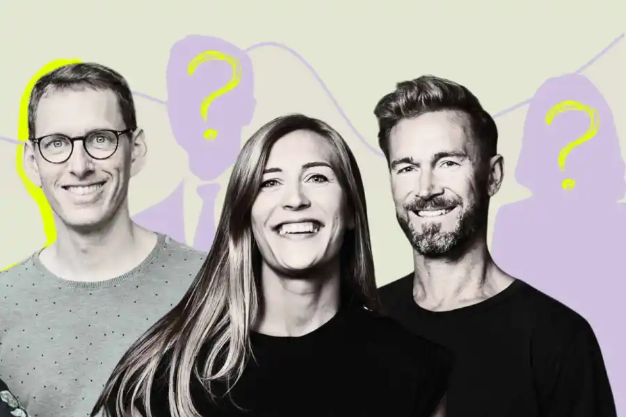 Hampus Jakobsson (Pale Blue Dot), Agate Freimane och David Frykman (Norrsken VC). Foto: press.