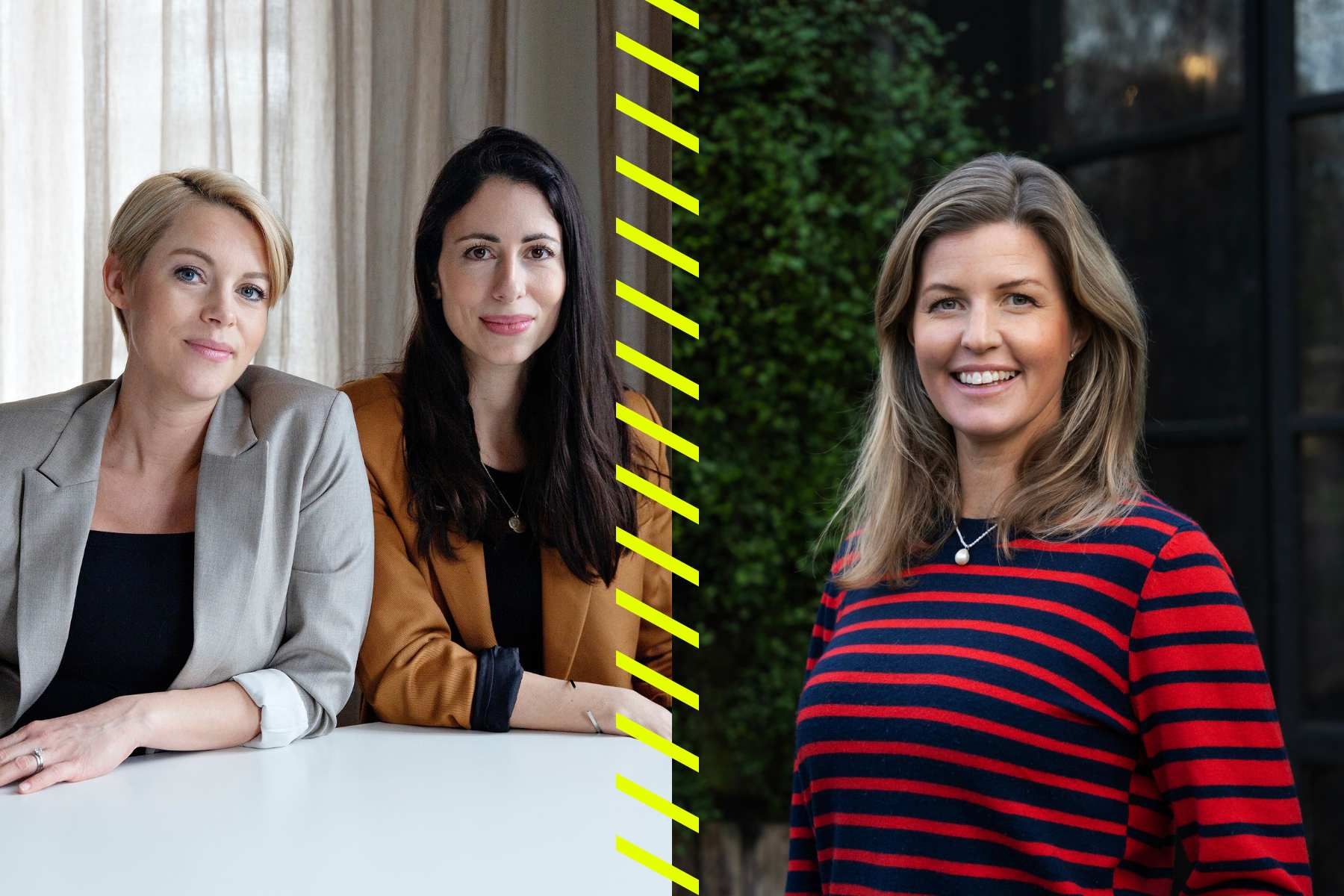 Sara Wimmercranz, Susanne Najafi och vd Sara Resvik. Foto: pressbilder.