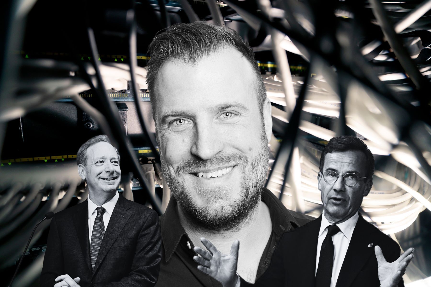 Brad Smith (till vänster) och Microsoft satsar tungt på AI i Sverige. Statsminister Ulf Kristersson deltog på bolagets presskonferens . Foto: TT / Pressbilder.