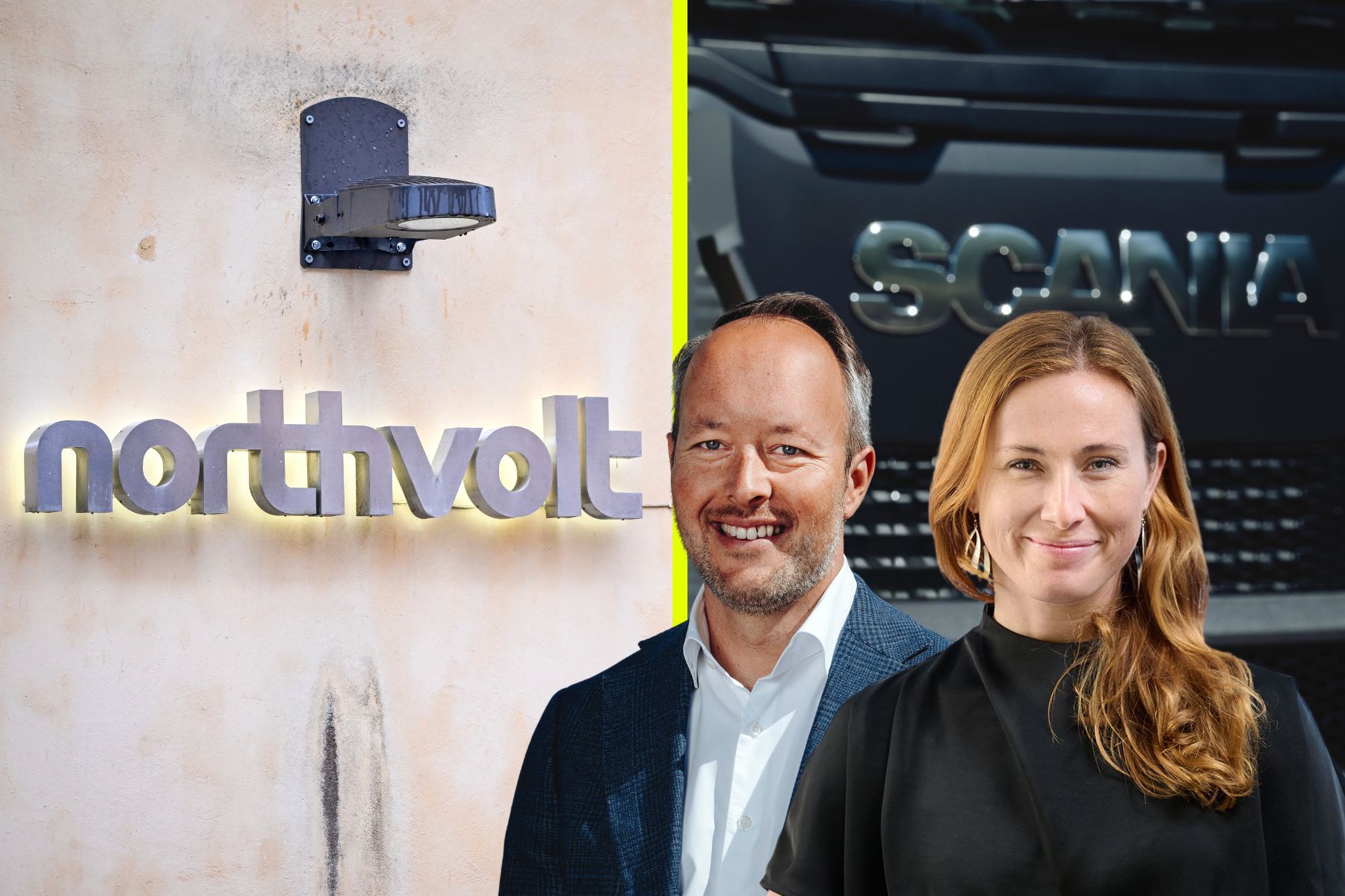 Jonas Hernlund och Sara Hermansson på Scania. Foto: Pressbilder/TT.