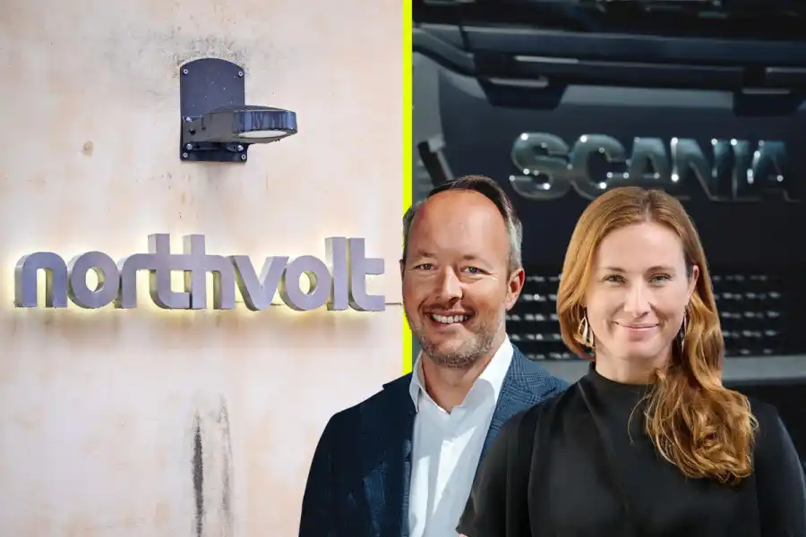 Jonas Hernlund och Sara Hermansson på Scania. Foto: Pressbilder/TT.