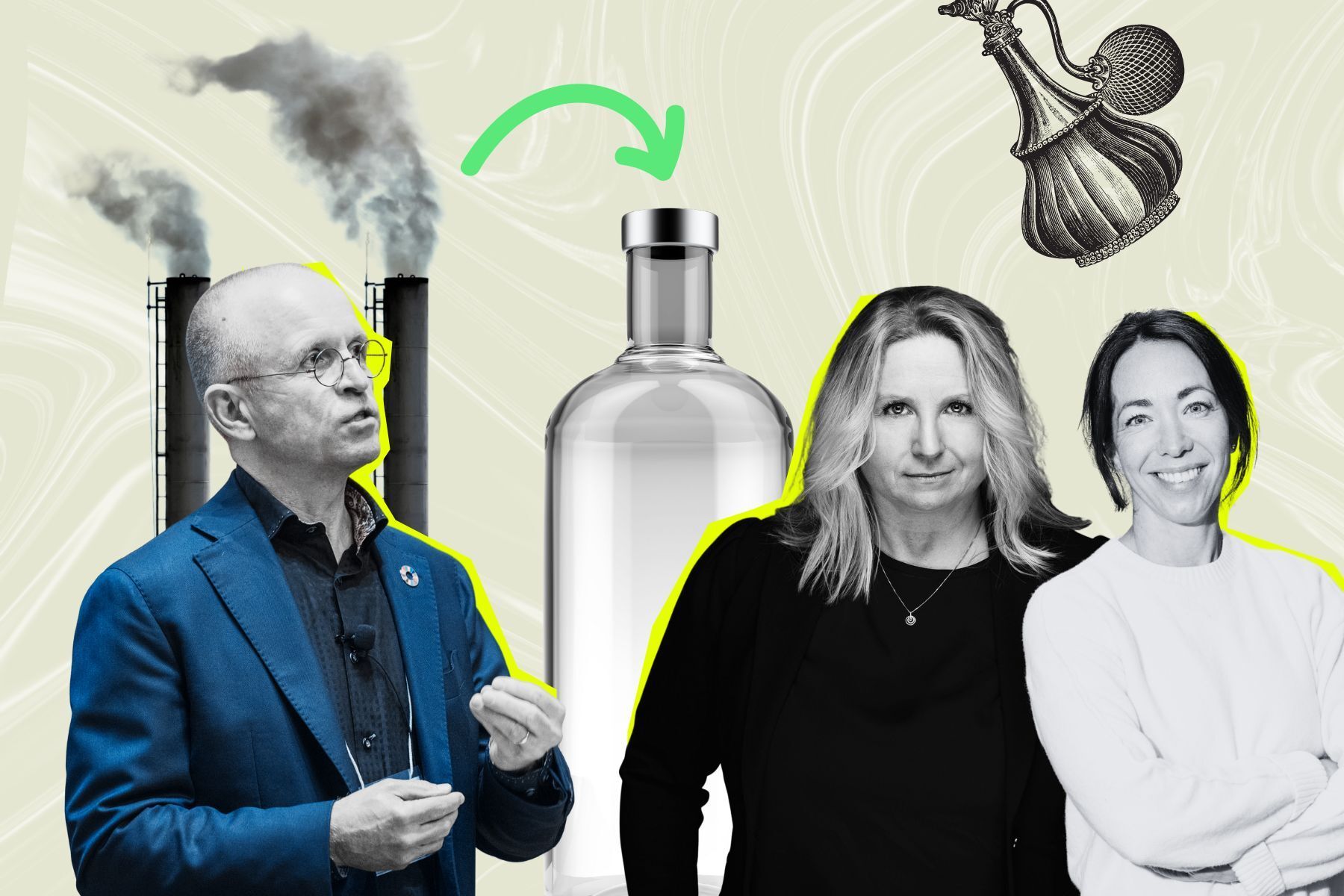Forskaren Volker Sick, Annette ​​Granéli, vd på Green-On och Impact Loops Jenny Kjellén. Grafik: Diana Demin, Impact Loop.
