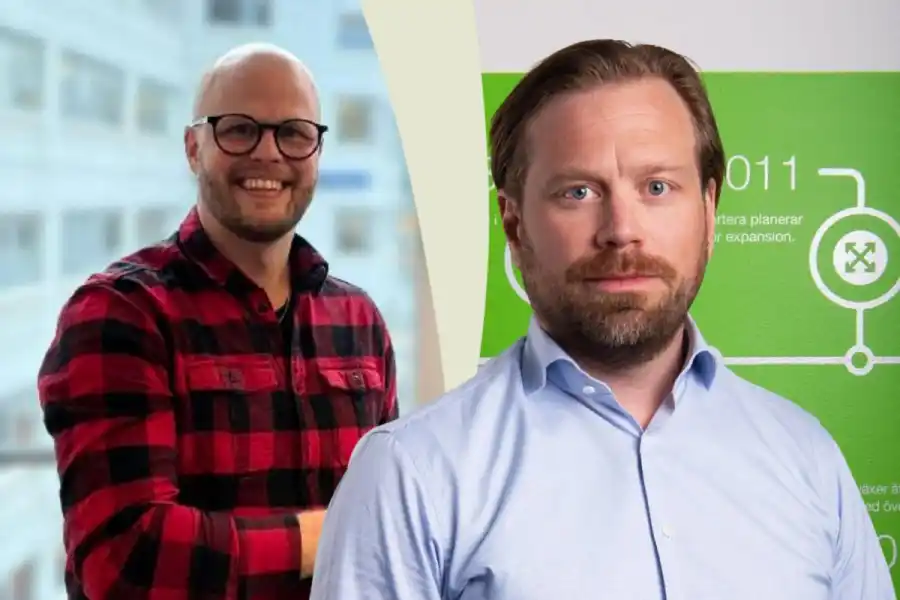 Nicklas Lokander, vd på Rewalbi och Sebastian Wessman, vd på Sortera. Foto: Press