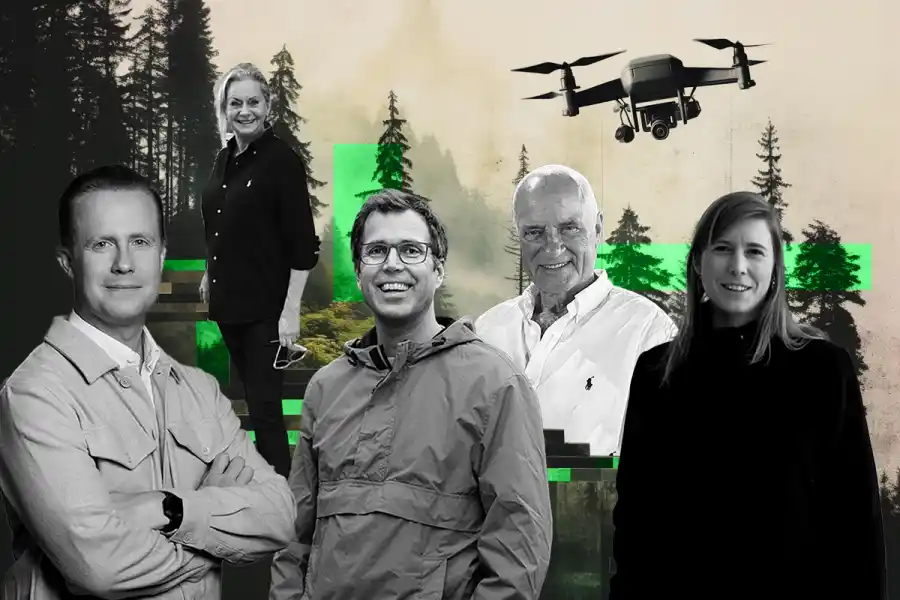 Jonas Bergqvist (Almi Green Tech), Judith Maria Rendahl och Jan Erik Rendahl (Tracy of Sweden), Olle Gelin (Air Forestry) och Josefin Larsson (Reselo)