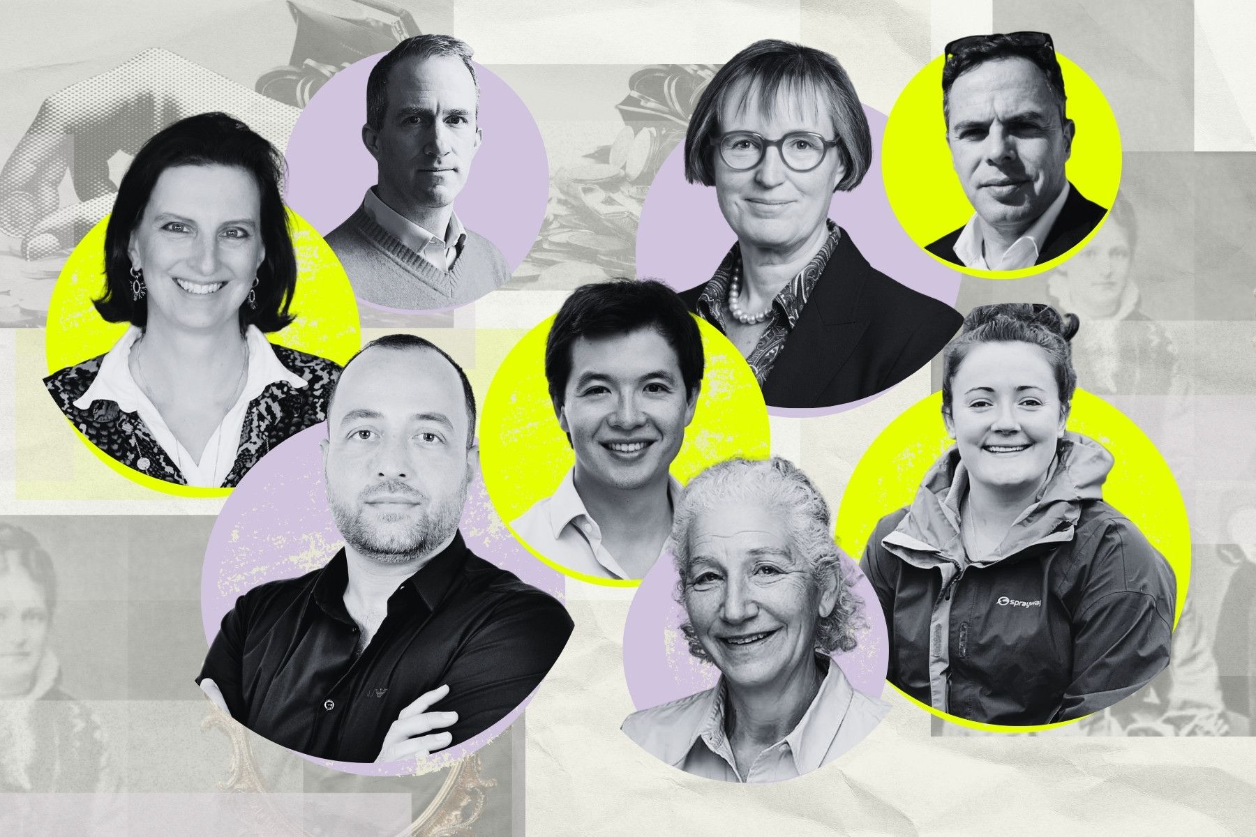 Some of the investors in our UK family office deep dive. Full names in article below. Photos: press and collage by Impact Loop.